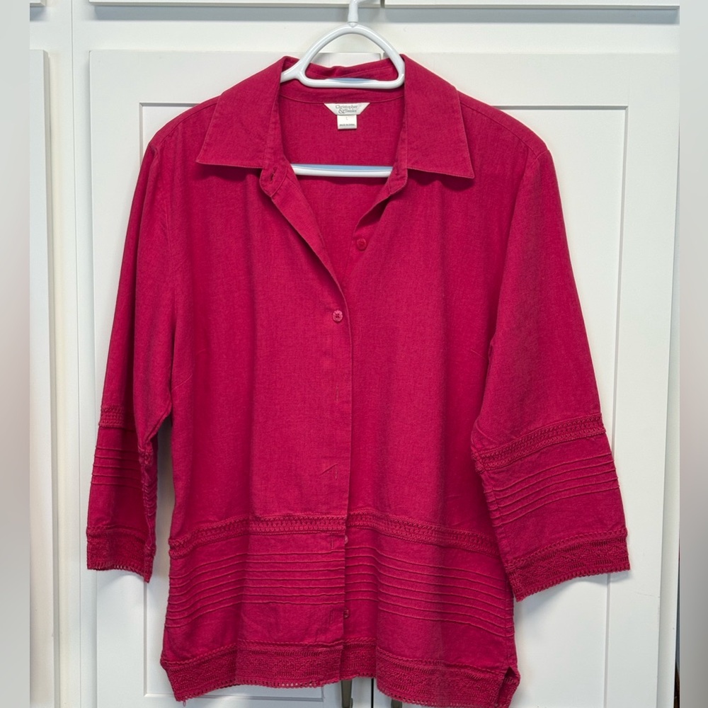 Christopher and Banks ladies, button up top, three-quarter sleeves size Large